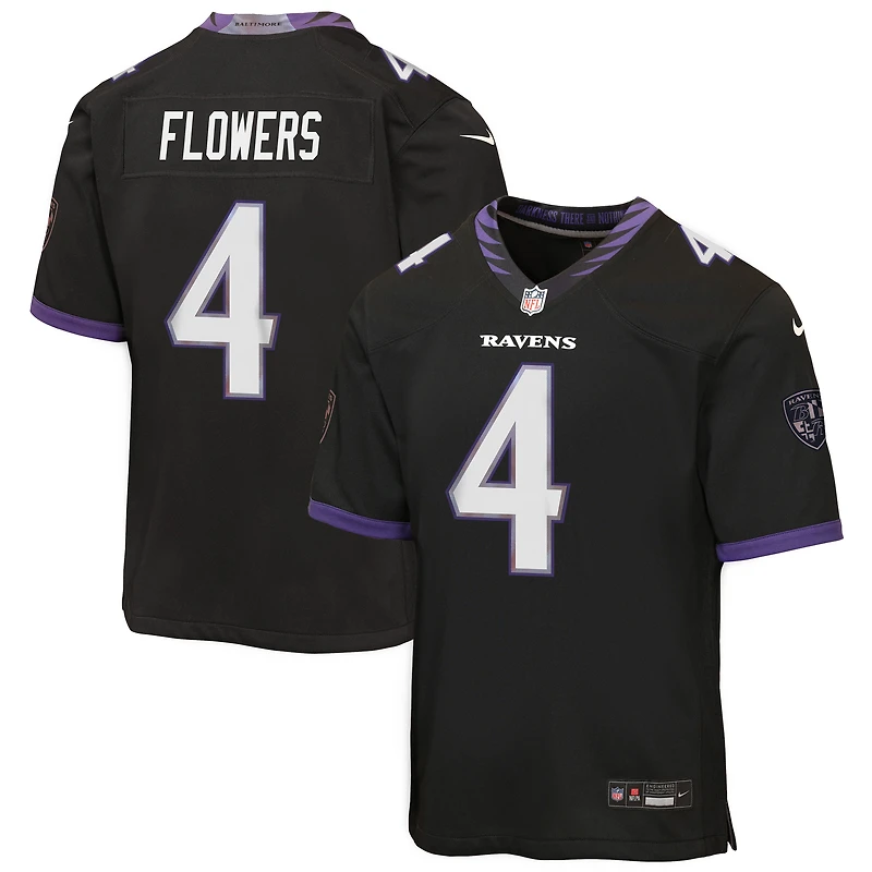 Youth Nike Zay Flowers Black Baltimore Ravens Alternate Game Jersey