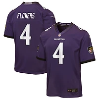 Maillot de match Nike Zay Flowers violet pour enfant des Ravens Baltimore