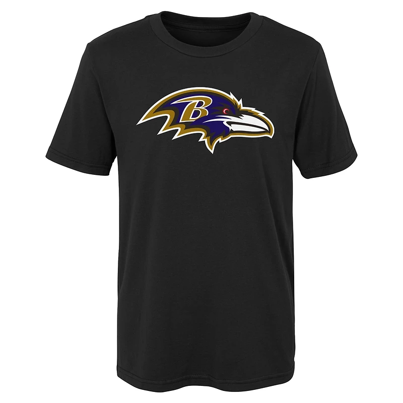 T-shirt noir avec logo principal des Baltimore Ravens pour jeunes Outerstuff
