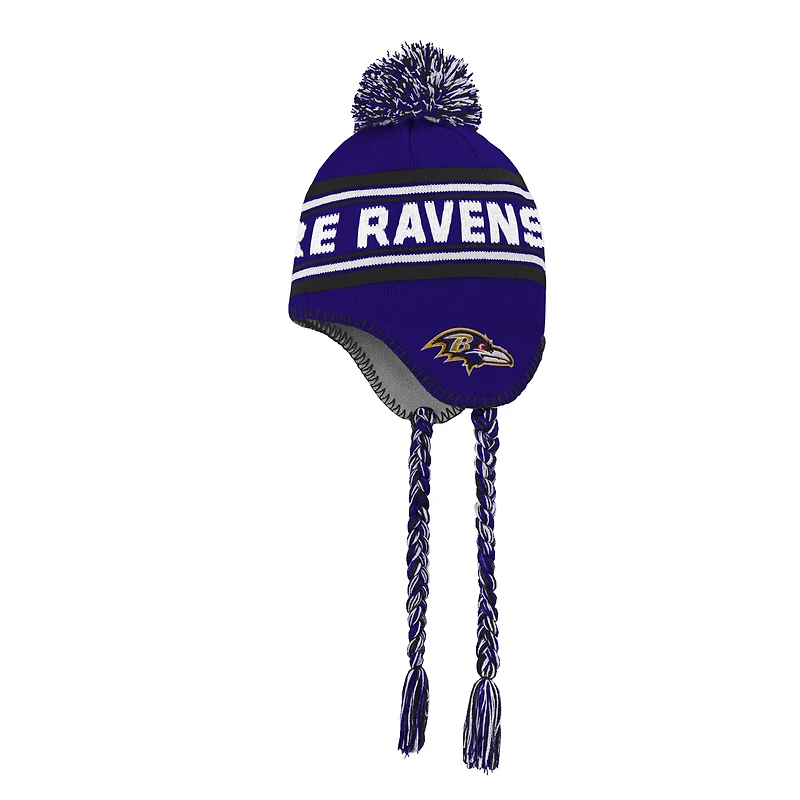 Bonnet en tricot jacquard violet à pompon Baltimore Ravens pour jeunes Outerstuff