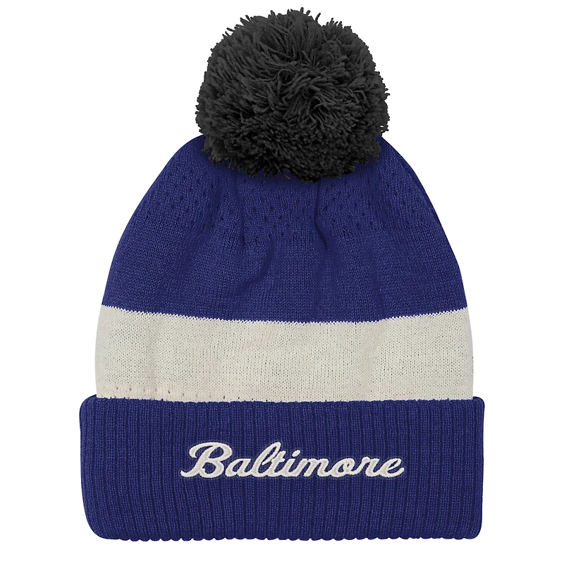 Bonnet en tricot à revers et pompon pour jeunes Outerstuff Purple Baltimore Ravens