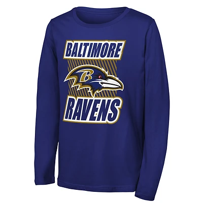 Youth Outerstuff Purple Baltimore Ravens Never Settle Long Sleeve T-Shirt