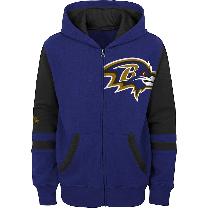 Youth Purple Baltimore Ravens Colorblock Full-Zip Hoodie