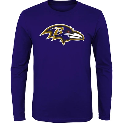 Youth Purple Baltimore Ravens Primary Logo Long Sleeve T-Shirt