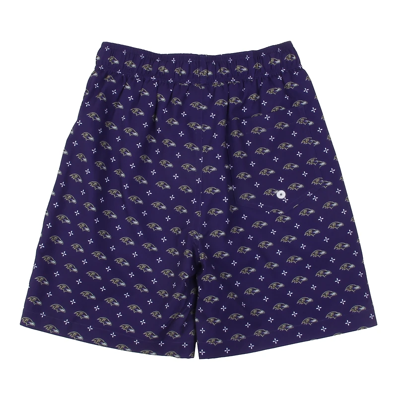 Youth Wes & Willy Purple Baltimore Ravens Fleur Swim Trunks
