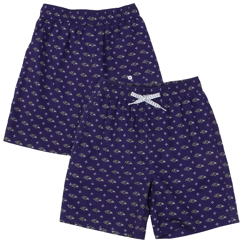Youth Wes & Willy Purple Baltimore Ravens Fleur Swim Trunks