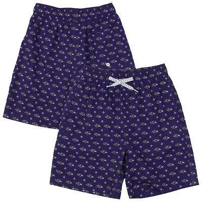 Youth Wes & Willy  Purple Baltimore Ravens Fleur Swim Trunks