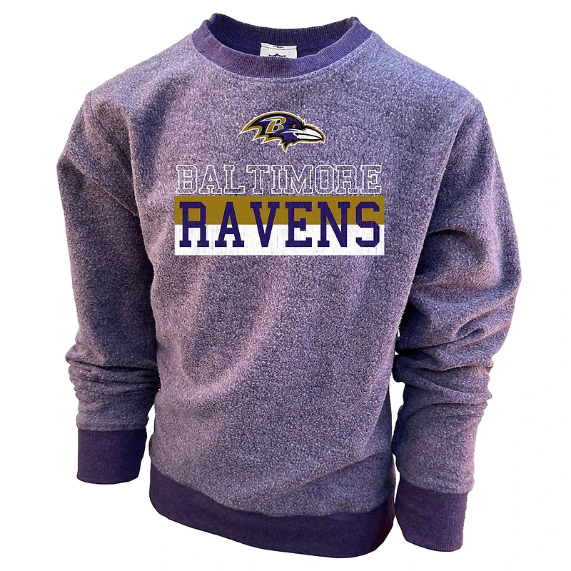 Youth Wes & Willy  Purple Baltimore Ravens Reversible Fleece Pullover Sweatshirt