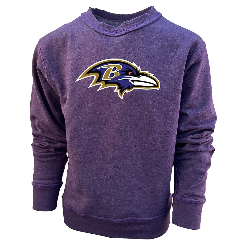 Youth Wes & Willy  Purple Baltimore Ravens Reversible Fleece Pullover Sweatshirt