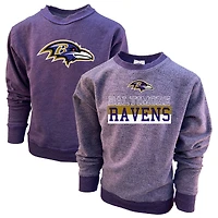 Youth Wes & Willy  Purple Baltimore Ravens Reversible Fleece Pullover Sweatshirt