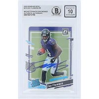 Zay Flowers Baltimore Ravens Autographié 2023 Panini Donruss Optic #210 Beckett Fanatics Witnessed Authenticated 10 Rookie Card