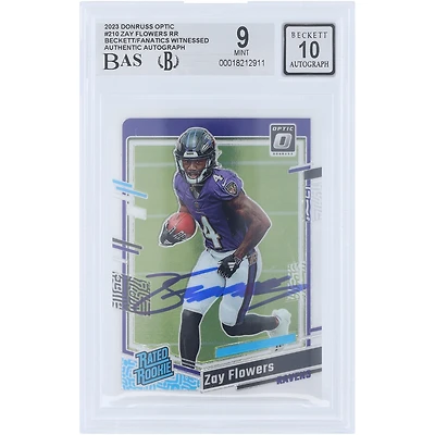 Zay Flowers Baltimore Ravens Autographed 2023 Panini Donruss Optic #210 Beckett Fanatics Witnessed Authenticated 9/10 Rookie Card