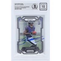 Carte de recrue Panini Prizm n° 307 2023 autographiée par Zay Flowers des Baltimore Ravens, présentée par les fans de Beckett et authentifiée par 10 fans