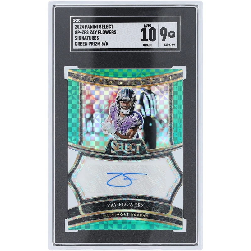V106832 RAV Zay Flowers Baltimore Ravens Autographié 2024 Panini Select Green Prizm Signatures #SP-ZFS #5/5 SGC Authentifié 9/10 Carte 4 Zay Flowers AUT PAA CARTES À COLLECTIONNER 45853 AUTTRC CA01F08230 #20