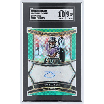 V106832 RAV Zay Flowers Baltimore Ravens Autographié 2024 Panini Select Green Prizm Signatures #SP-ZFS #5/5 SGC Authentifié 9/10 Carte 4 Zay Flowers AUT PAA CARTES À COLLECTIONNER 45853 AUTTRC CA01F08230 #20