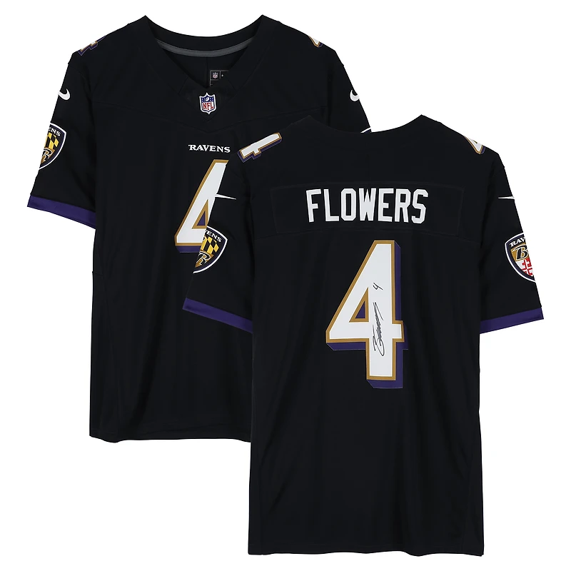 Maillot Nike Vapor F.U.S.E. noir en édition limitée, autographié par Zay Flowers (Baltimore Ravens)