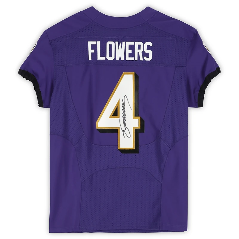 Zay Flowers Baltimore Ravens Autographed Purple Nike Elite Jersey