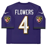 Maillot Nike Elite violet autographié par Zay Flowers des Baltimore Ravens