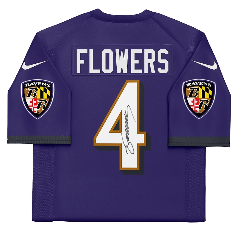Maillot Nike Elite violet autographié par Zay Flowers des Baltimore Ravens