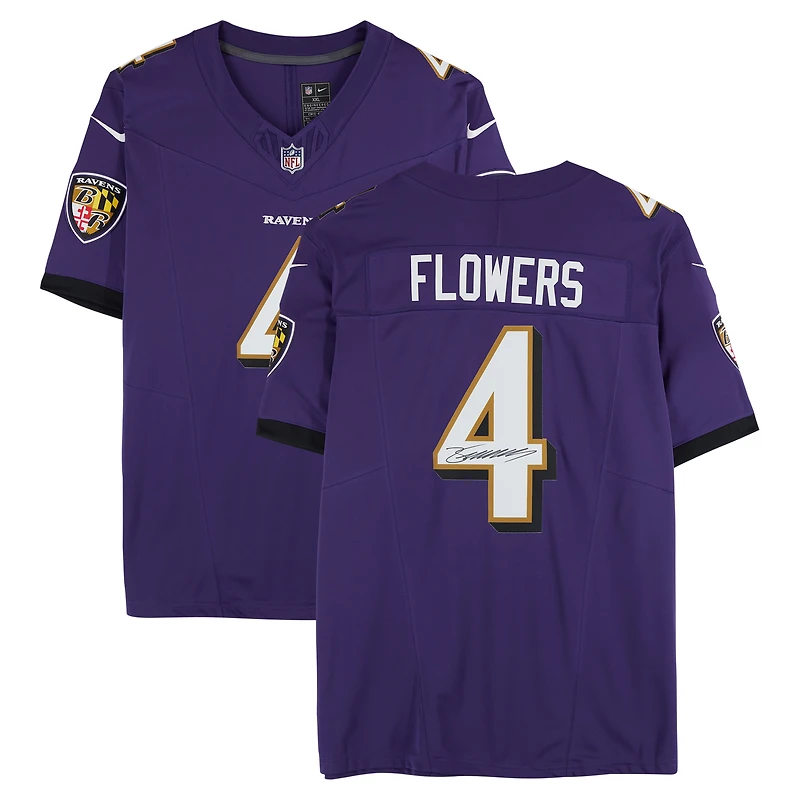 Zay Flowers Baltimore Ravens Autographed Purple Nike Vapor F.U.S.E. Limited Jersey