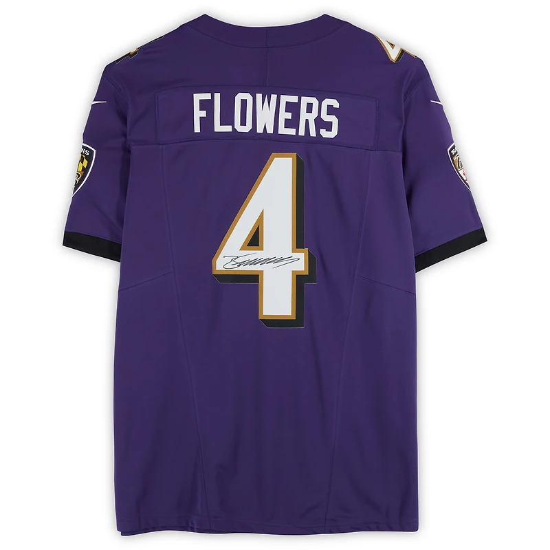 Zay Flowers Baltimore Ravens Autographed Purple Nike Vapor F.U.S.E. Limited Jersey