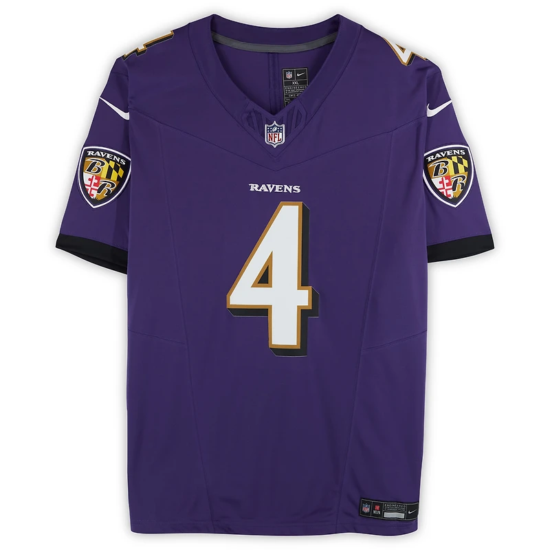 Zay Flowers Baltimore Ravens Autographed Purple Nike Vapor F.U.S.E. Limited Jersey