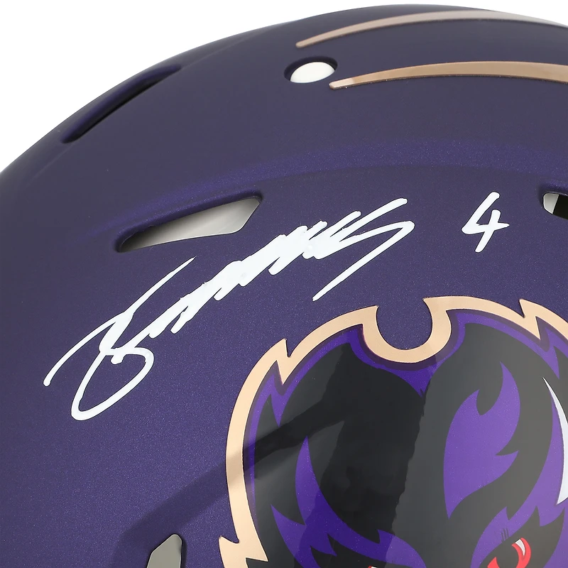 Casque Riddell Alternate Speed Authentic 2024 autographié par Zay Flowers des Ravens de Baltimore avec inscription « Ravens Flock »
