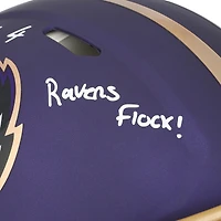 Casque Riddell Alternate Speed ​​Authentic 2024 autographié par Zay Flowers des Ravens de Baltimore avec inscription « Ravens Flock »