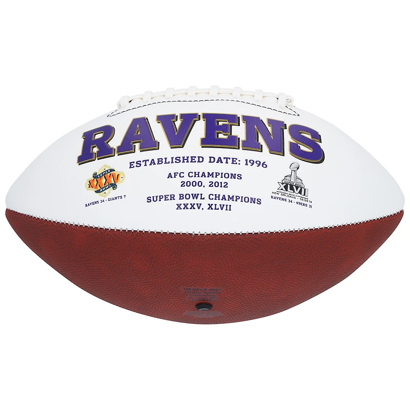 Zay Flowers Baltimore Ravens Autographed Wilson White Panel Football