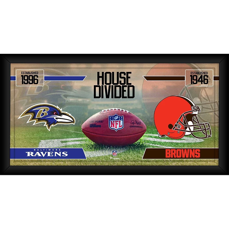 Baltimore Ravens vs. Cleveland Browns Framed 10" x 20" House Divided Football Collage