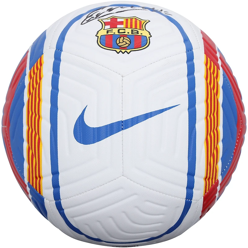 Andres Iniesta Barcelona Autographed White, Blue & Red Soccer Ball