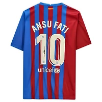 Ansu Fati Red/Blue Barcelona Autographed Nike Jersey