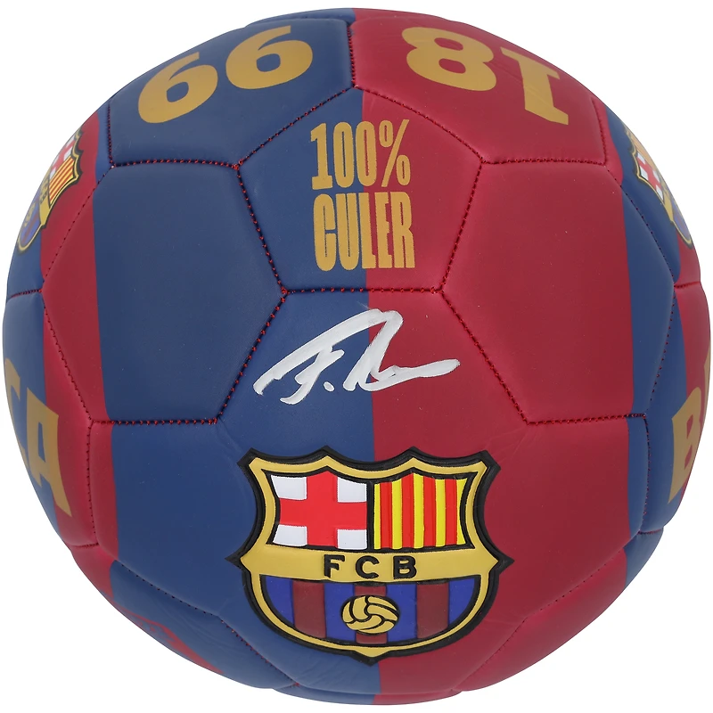 Fermin López Barcelona Autographed Red/Blue Logo Soccer Ball