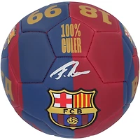 Fermin López Barcelona Autographed Red/Blue Logo Soccer Ball