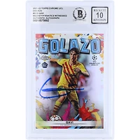 Gavi Barcelona Autographed 2021-22 Topps Chrome UEFA Golazo #G-10 Beckett Fanatics Witnessed Authenticated Auto 10 Rookie Card 