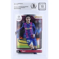 Carte de recrue Auto 10 autographiée par Gavi Barcelona 2021-22 Topps Merlin UEFA #107 Beckett Fanatics Witnessed Authenticated Auto 10 Rookie Card