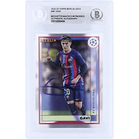 Carte authentifiée autographiée par Gavi Barcelona 2022-23 Topps Merlin UEFA #48 Beckett Fanatics Witnessed