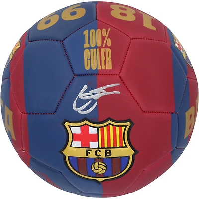 Gavi Barcelona Autographed Red/Blue Logo Soccer Ball