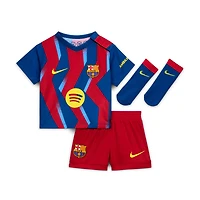 Ensemble de maillot Nike bleu/rouge pour bébé du FC Barcelone 2025/26, quatrième tenue stade