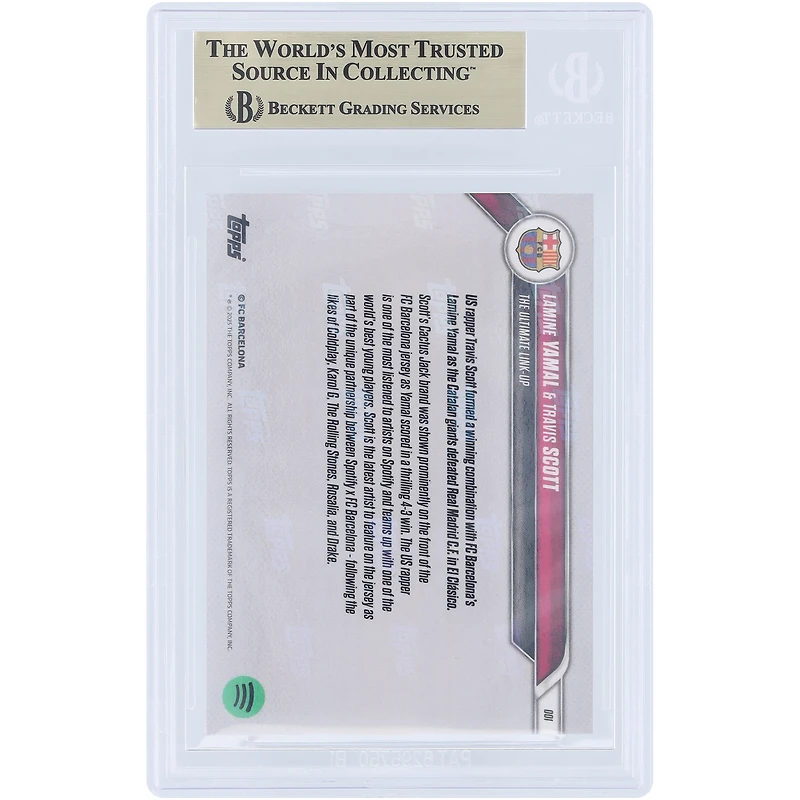 Lamine Yamal & Travis Scott Barcelona 2025 Topps Now The Ultimate Link Up #1 BGS Authenticated 10 Card - 10,10,10,9.5 Subgrades