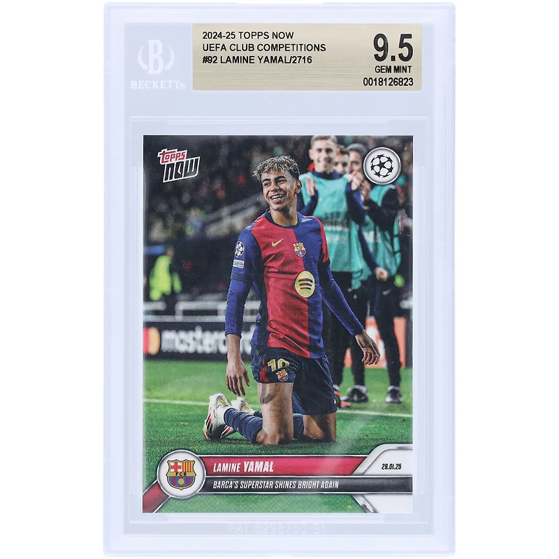 Lamine Yamal Barcelone 2024-25 Topps Maintenant La superstar du Barça brille à nouveau #92 BGS Authentifié 9.5 Carte