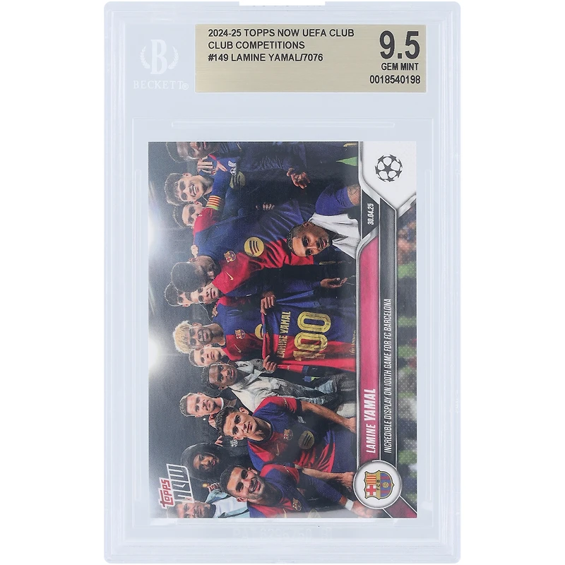 Lamine Yamal Barcelona 2024-25 Topps Now Incredible Display On 100th Game For FC Barcelona #149 BGS Authenticated 9.5 Card