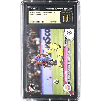 Lamine Yamal Barcelona 2024-25 Topps Now UEFA CL First to Score Multiple Knockout Stage Goals Before Age of 18 #134 CGC Authenticated PRISTINE 10 Card