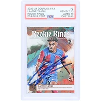 Carte Rookie FIFA #2 Panini Donruss 2023-24 autographiée par Lamine Yamal Barcelone, PSA, authentifiée 10/10