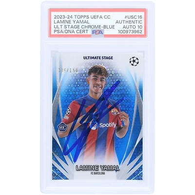 Carte Rookie Autographiée 2023-24 Topps Chrome UEFA Ultimate Stage Bleu #USC-16 #/150 PSA Authentifiée Auto 10