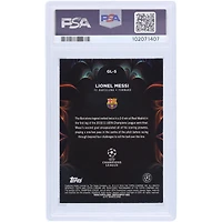 Carte authentifiée 9/10 PSA autographiée par Lionel Messi Barcelone 2023-24 Topps Chrome UCC Golazo #GL-5