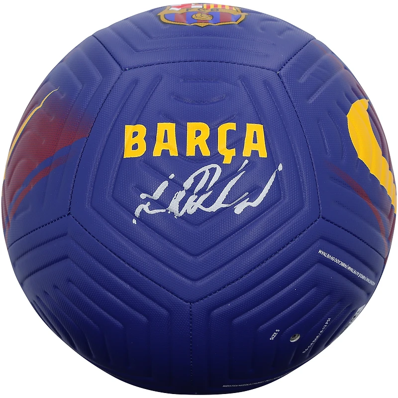 Ballon de football bleu et rouge autographié par Marcus Rashford du FC Barcelone