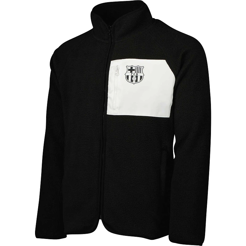 Veste Homme Noire Barcelona Pile Raglan Full-Zip