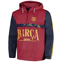 Veste Homme Bordeaux Barcelona Anorak Demi-Zip À Capuche