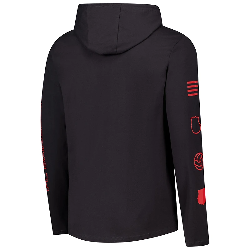 Men's Charcoal Barcelona Wordmark Long Sleeve  Hoodie T-Shirt